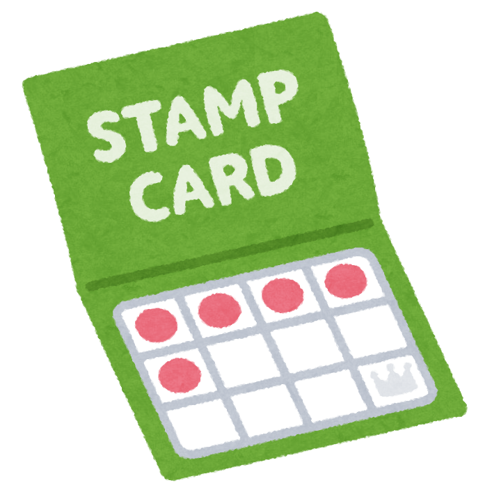 築地市場ルのスタンプカード。参加店舗で300円以上の注文につきスタンプ1個。スタンプ3個で抽選会に1回挑戦可能。